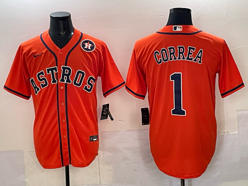 Men Houston Astros 1 Correa orange 2025 Nike MLB Jersey 004